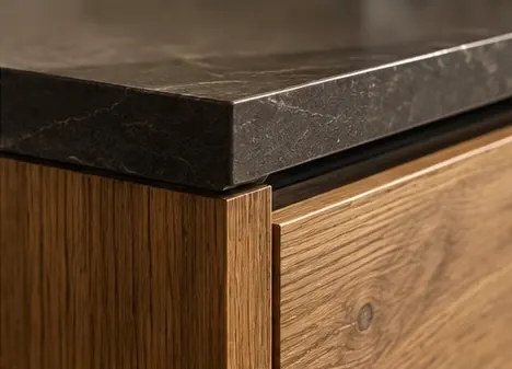 Detail van een ladegreep in een Artisan pantry